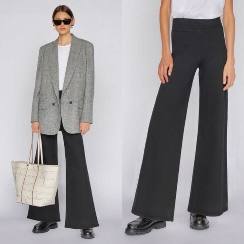 Frame The Jet Set High Rise Flare Pull on Jeans in Sheen Noir Size 25-29